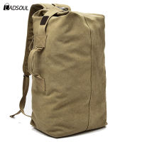 LADSOUL New Large Capacity Canvas Mountaineering Man Backpack Male Bucket Travel Shoulder Bag Tactical Military Canvas Backpack