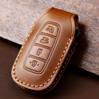 {Lili Car product} เคสกุญแจรถยนต์หนังสำหรับ Hyundai Palisade Grandeur Azera Elantra GT Kona 2018 2019 Smart Remote Fob Protector Cover Accessories