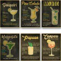 Vellum เมนูค็อกเทล Vintage Mixology สูตร Hobbyist S Guide Cafe Bar แผงโลหะ Wall Home Decor เครื่องดื่มแอลกอฮอล์โปสเตอร์ยอดนิยมสไตล์วินเทจ