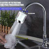 ZhangJi 360° 9-Stage Activated Carbon Water Saving Kitchen Faucet Aerator 5cm Big Panel PP Cotton Filter Tap Nozzle Adapter