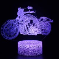 Fashion Motorcycle Model Nightlight 3D Motor Riding Illusion Lamp Motorcyclist Touch Light Birthday Gift for Kids Bedroom Decor