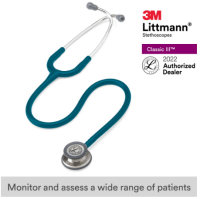 3M Littmann Classic III Stethoscope, 27 inch, #5623 (Caribbean Blue Tube, Standard-Finish Chestpiece, Stainless Stem &amp; Eartubes)