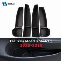 สำหรับ Tesla รุ่น3/Y 2016-2023ประตูด้านข้างกล่องเก็บของด้านหน้าหลังที่จับประตูถาดรองแขนออแกไนเซอร์สำหรับรุ่น3รุ่น Y อุปกรณ์เสริม