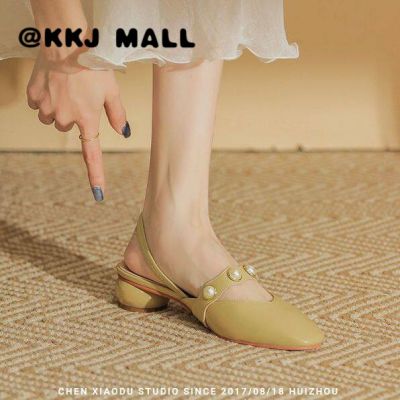 KKJ MALL WomenS High-Heeled Shoes With High Heels4Cm Mary Jane Toe Sandals WomenS Summer 2022 New Spring Thick-Heeled WomenS Shoes Niche French Yellow High-Heeled Shoes