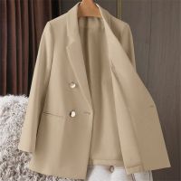 Spring New Korean Fashion Small Suit Top Brown Suit Coat Womens Loose Straight Tube Temperament Blazer Office Work Suit Jacket