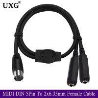 MIDI DIN 5Pin Male To Dual 6.35mm 1/4 quot; TS/TRS Female Adapter Cable For Speakers Amplifiers Tape Recorders MIDI Keyboards Guitars