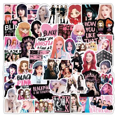 10/30/50/100Pcs Korea Kpop Black Pink Stickers Decals for Diary Phone Laptop Car Guitar Suitcase Decoration Sticker Girls Gift Stickers Labels