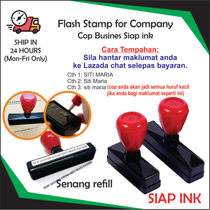 FLASH STAMP CUSTOM MADE WATERPROOF COP NAMA SIAP INK KALIS AIR NAMA ...