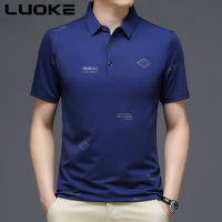 Luoke เสื้อยืดแขนสั้นเสื้อยืดคอกลมกระดุมสำหรับวัยรุ่น,ใหม่เสื้อยืดหลวมบางเสื้อเชิ้ตลายพิมพ์เสื้อโปโลผู้ชายแบบลำลองธุรกิจ