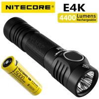 100% NITECORE ดั้งเดิม E4K 4400ลูเมน4 X XP-L2ไฟ LED V6 21700ไฟฉาย EDC ขนาดกะทัดรัดพร้อมแบตเตอรี่ลิเธียมไอออน5000Mah