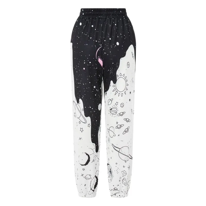 Y2K Bow Print 9-Pants Cute Cartoon Graphic Casual Trousers for