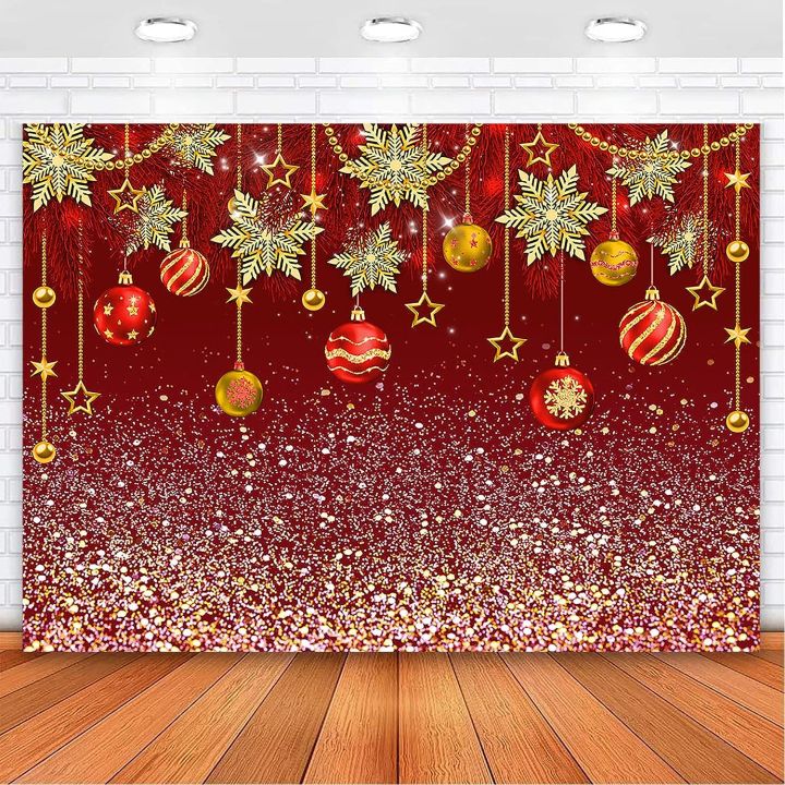 Winter Wonderland Photography Backdrop Red Glitter Ball New Year ...