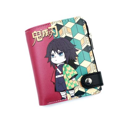 【CC】Anime Demon Slayer Soft Button Wallet Tomioka Giyuu Zipper Coin Card Purse