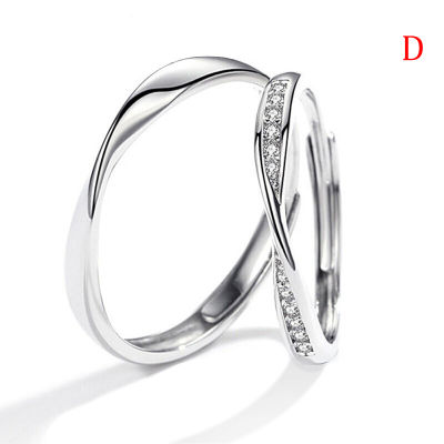 แหวนคริสตัล Shiqinbaihuo สำหรับงานแต่งงานแหวนหมั้นเพชรแหวนคู่ปรับได้