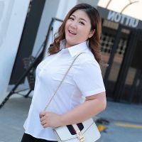 COD dhdfxcz 【45-130kg/M-8XL】 Womens Plus Size Short Sleeve White Shirt Ladies Half Sleeve Office Blouse Large Size Big Size Formal Office Wear Work Wear Business Suit Lady Elegant Solid Colour Office Blouse