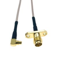 RG316 MMCX MALE Right Angle to RPSMA Female Flange Panel Mount RF Coax Extension Cable Pigtail Coaxial