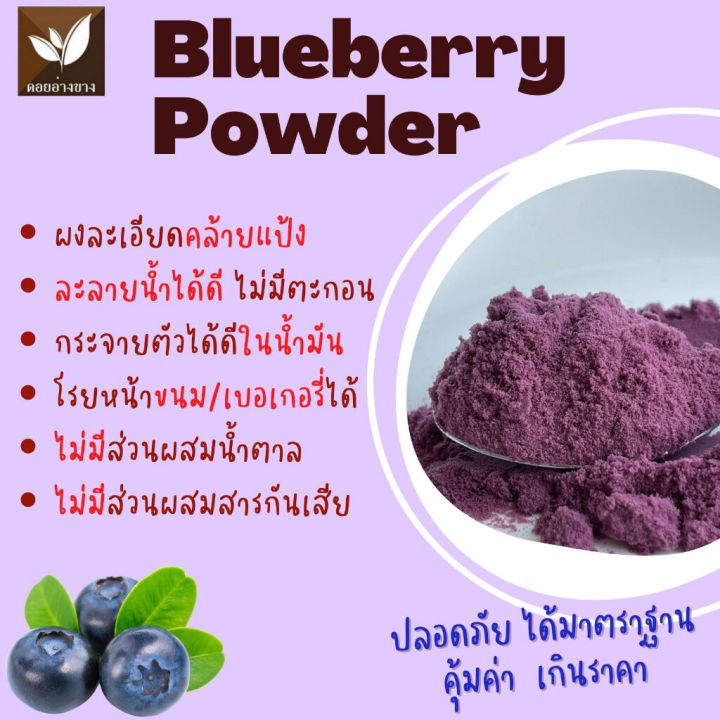 ผงบูลเบอร์รี่-spray-dry-ขนาด-100-กรัม-ไม่ใส่นม-ไม่มีน้ำตาล-ไม่มีตะกอนตกค้าง-บูลเบอร์ี่ผงเหมาะสำหรับทำเครื่องดื่ม-และเบเกอรี่-ไม่ผสมน้ำตาล-blueberry-extract-powder-powder-for-beverages-and-bakery