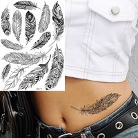 hot！【DT】◘✔☞  Feather Temporary Tattoos Arm Tatoos Stickers Fake Custom Mehndi