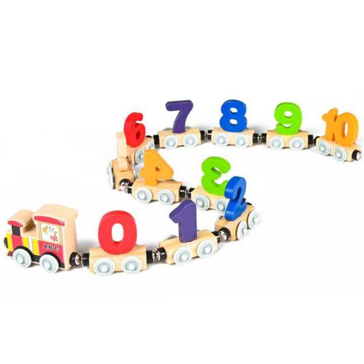 Wooden Magnetic Train Preschool Learning Train Set Wooden Number Train ...