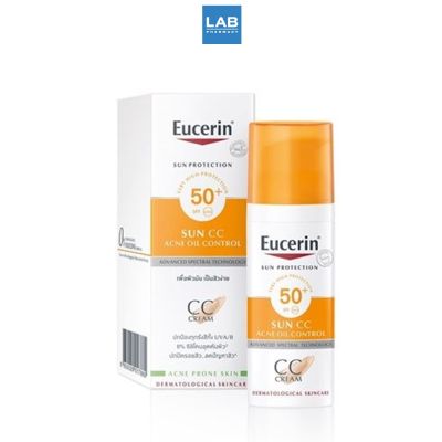 Eucerin Sun Dry Touch CC Cream SPF50+ PA++++ 50 ml. -  ครีมกันแดดสำหรับผิวเป็นสิวง่าย พร้อมช่วยปกปิดรอยสิว
