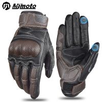 With CE Approved Protection Motorcycle Gloves Leather Men 39;s Motocross Gloves Full Finger Motorbike Vintage Biker Moto Guantes