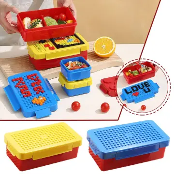 Colorful Blocks Splicing Lunch Box Portable Sealed Children