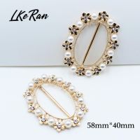 5PCS/lot 58x40MM Large Alloy Oval-Shape Rhinestone Buckles Pearl Decor Wedding fit ribbon and Shoe Belt Clothin Buckles Fitting