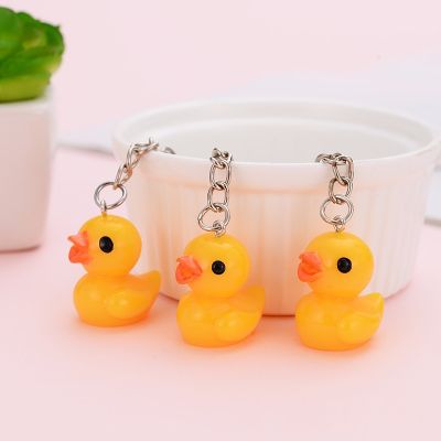 Cute Resin Yellow Duck Keychain Key Ring For Women Gift Funny Creative Colorful Simulation Animal Bag Car Keychain Key Chains