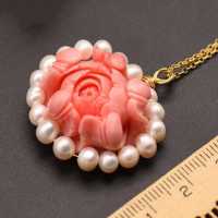 2022 New Natural Freshwater Pearl Pink Coral Flower Pendant Silver Jewelry Quartz Charms Reiki Necklace New Women Chain Unisex