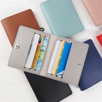 【CW】◈▲♘  Men Leather ID Card Holder Color Thin Business Bank Credit Slot Wallet Organizer