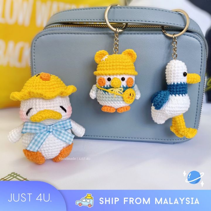 【handmade 】tik Tok Duck Series Crochet Doll Keychain Amigurumi Knitting Hello Duck Fighting Duck 7240