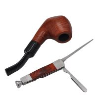 1pc 3 In 1 Red Wood Smoking Pipe Cleaning Tool Stainless Steel Smok Pipe Cleaning Reamers Tamper Tool Tobacco Pipes Accessories Pipes