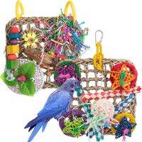 Bird Toys Parrot Toys Set of 2 Seagrass Woven Suspension Cushions, for African Grey Parrots