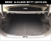 แผ่นปูท้ายรถ BENZ A-CLASS W177 (ปี2019-25) ลายกระดุมเล็กPVC สีดำ เข้ารูป ตรงรุ่นรถ