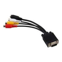 Converter VGA to S Video 3 RCA Female Converter Composite AV TV Out Adapter Cable for PC Laptop Tablet Notebook