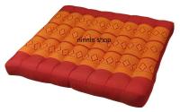 เบาะรองนั่ง  ผ้าขิต ขนาด 20x20x2 นิ้ว สีส้มแดง Thai meditation cushion kapok100 filled