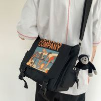 [Raya 2022] Beg Lelaki Ulzzang Korean Cartoon Fashion Nylon Big Capacity Men Shoulder &amp; Messenger Bag for Men