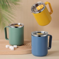 【2023】450ml Coffee Insulation Cups with Handle Portable Stainless Steel Water Bottle Double-layer Milk Cup for Home Office Thermal Mug 1