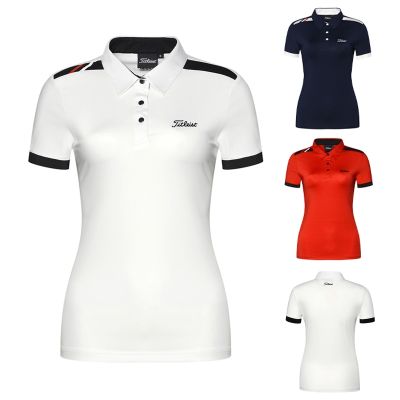 New summer golf short-sleeved womens outdoor solid color POLO shirt breathable slim golf jersey style Titleist W.ANGLE Callaway1 PXG1 J.LINDEBERG PING1۞□