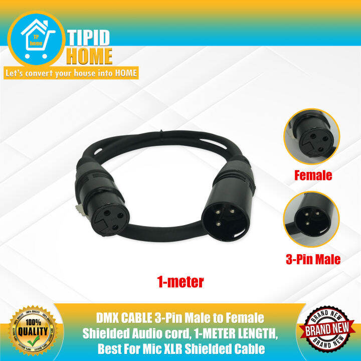 DMX CABLE 3Pin Male to Female Shielded Audio cord, 1METER LENGTH