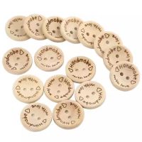 Natural Wooden Buttons for Clothes Decorative 2 Holes Handmade with Love Wood Diy Crafts Sewing Accessories Clips Pins Tacks