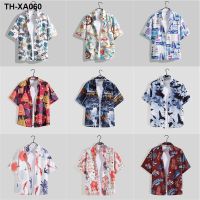 Flowers with short sleeves shirts printed male couples Hawaii beach tourist leisure loose coat