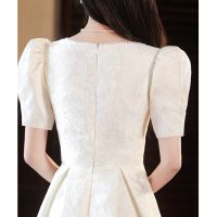 【Ready】? Small evening dress high-end sense can usually wear engagement dress daily French square collar summer certificate registration small white dress