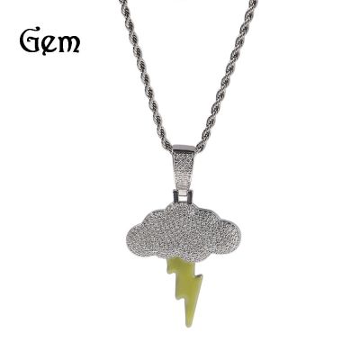 [COD] Hip Hop Ancient New Lightning Pendant Inlaid Men and Street Fashion Necklace Jewelry Wholesale