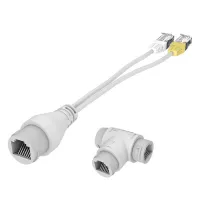 1Set 2-In-1 POE Camera Simplified Cable Connector Splitter Cable Connector Three-Way Plastic RJ45 Head POE Camera Install Adapter