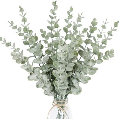 6/12/18 Pcs Artificial Eucalyptus Leaves Green Fake Plant Branches for Wedding Party Outdoor Home Garden Table Decoration Wreath Spine Supporters