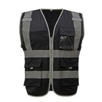 Safety reflective vest construction building vest safety clothing work vest multi pocket black vest