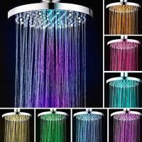 1PC 7 Color Changing LED Rainfall Round Shower Head 8 inch Automatically Color-Changing Showerhead for Bathroom