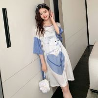 【 WYIN kitchen】 oversize Sleep Dress Nightgown 2023 【 WYIN kitchen】Loose Women Satin Nightdress Casual Sleepwear Home Dressing Gown Soft Loungewear