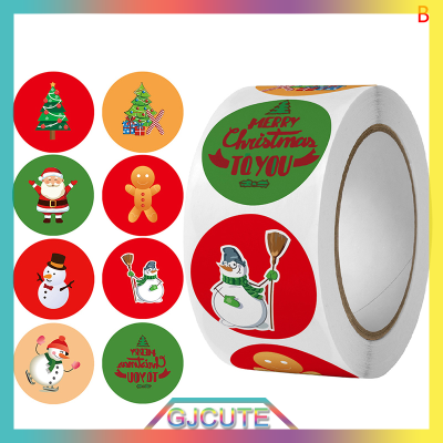 GJCUTE 500PCS/ROLL Candy BAG สติกเกอร์คริสต์มาสตกแต่งบ้าน Christmas Tree ELK เครื่องประดับ